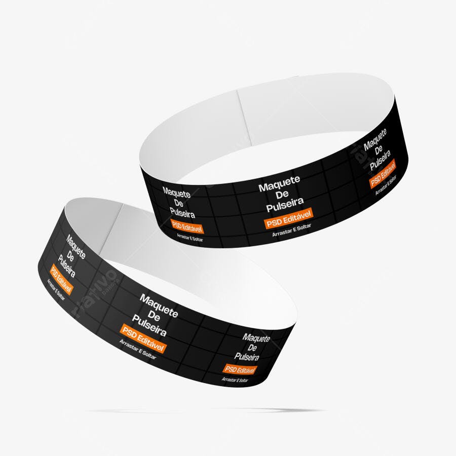 Mockup Pulseira Evento Papel Dupla Fundo Branco Editável
