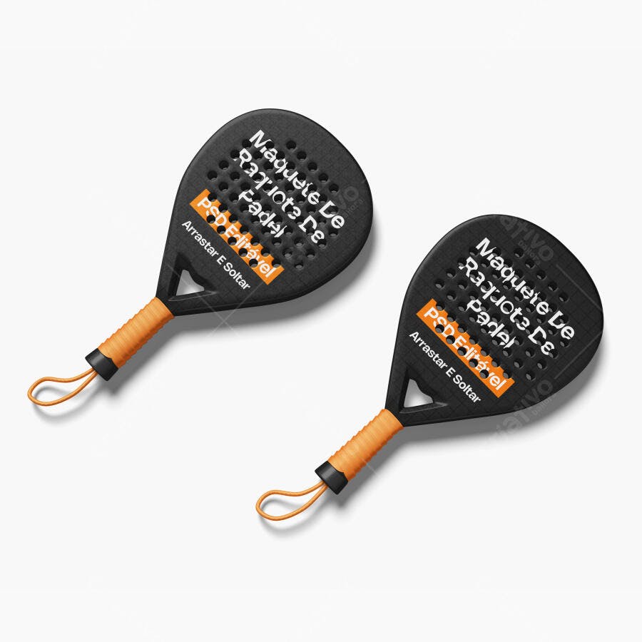 Mockup Raquete de Padel Dupla Fundo Branco Editável