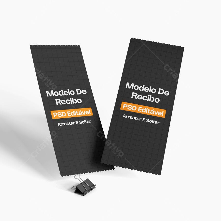 Mockup Recibo Ticket Picotado Fundo Branco Editável