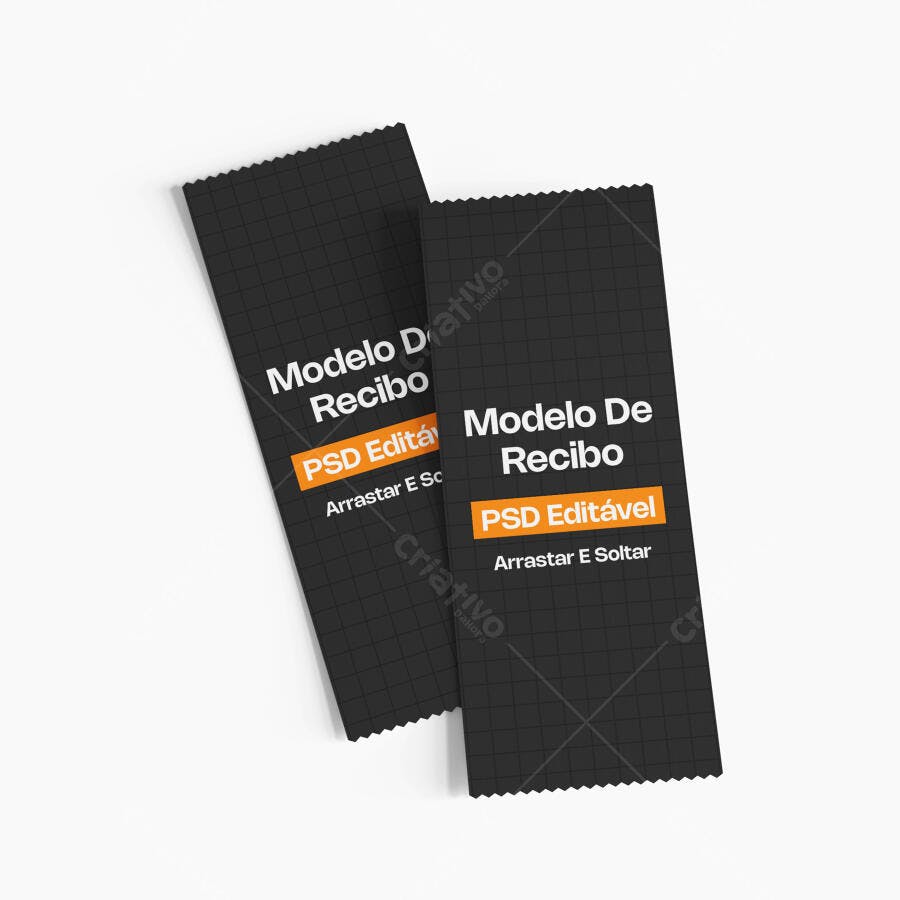 Mockup Recibo Ticket Picotado Fundo Branco Editável