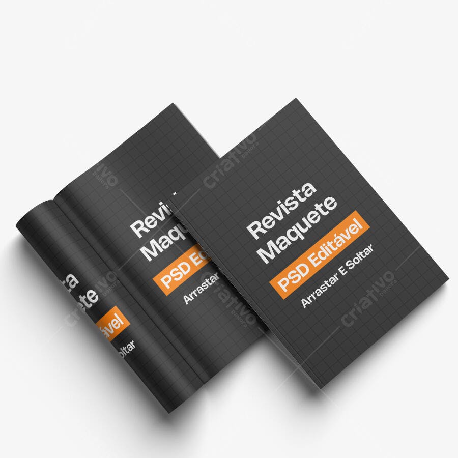 Mockup Revista A4 Duas Capas Fundo Branco Editável
