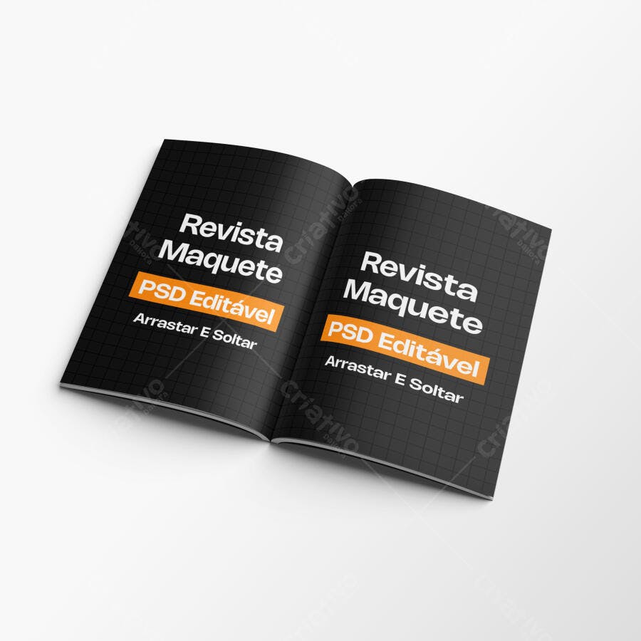 Mockup Revista Aberta Capa e Miolo Fundo Branco Editável