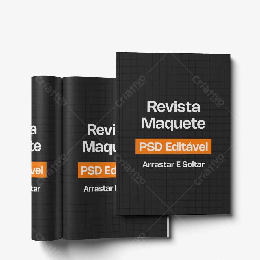 Mockup Revista Capa e Lombada Fundo Branco Editável