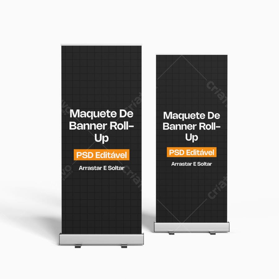 Mockup Roll Up Banner Frontal Fundo Branco Editável