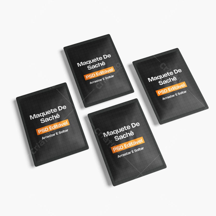 Mockup Sachet Embalagem Plástica Vista Superior Editável