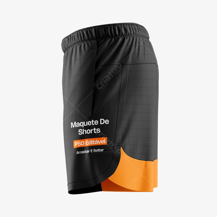 Mockup Shorts Esportivo Lado Fundo Branco Editável