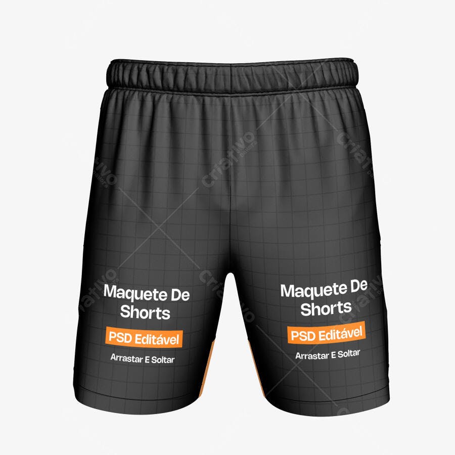 Mockup Shorts Esportivo Masculino Preto Frente Editável