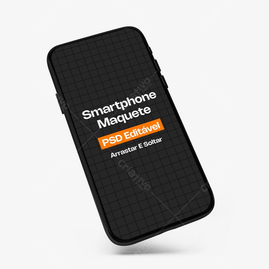 Mockup Smartphone Flutuando Fundo Branco Editável