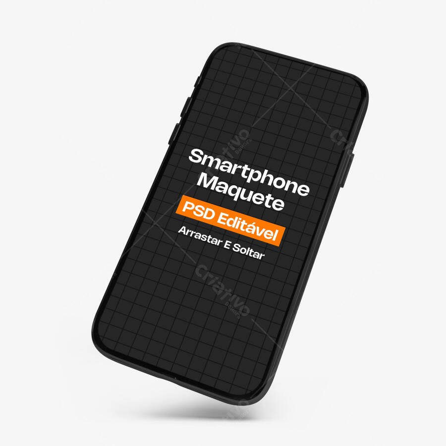 Mockup Smartphone Flutuante Fundo Branco Editável