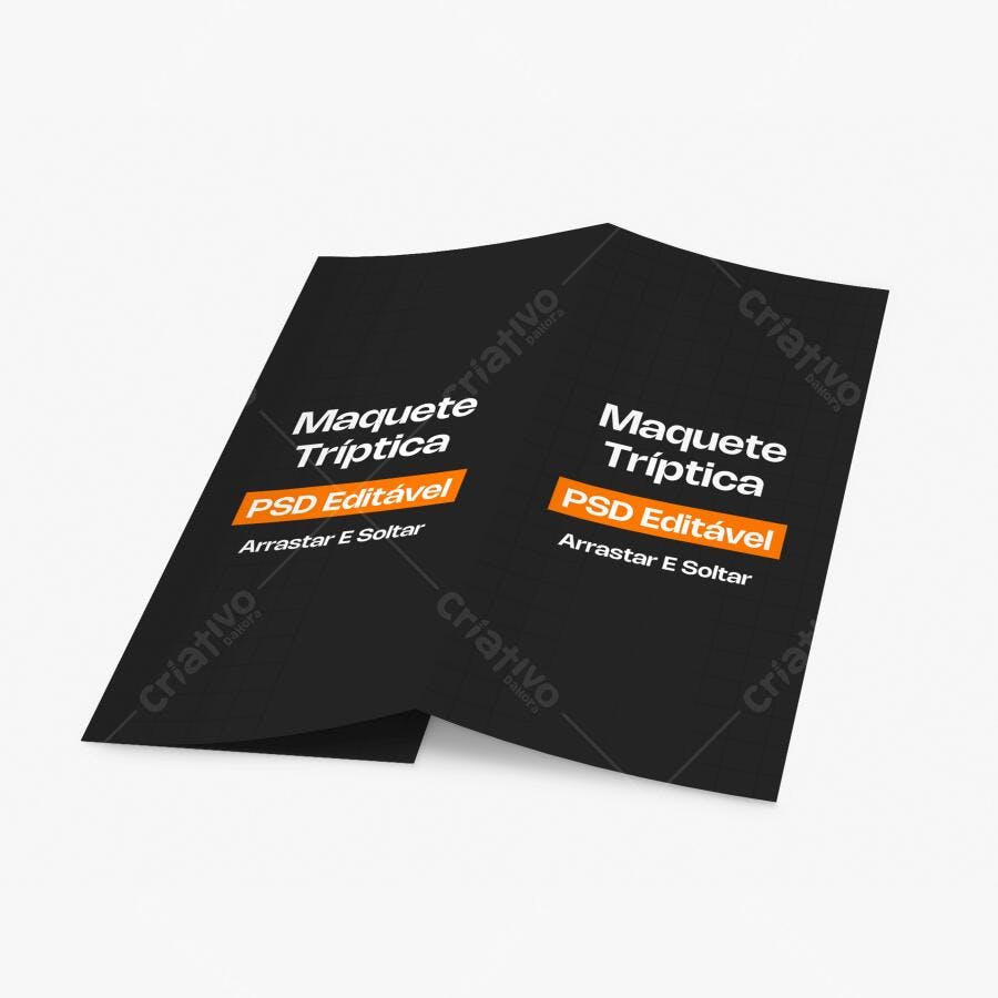 Mockup Tríptico Folder A4 Papel Fundo Branco Editável