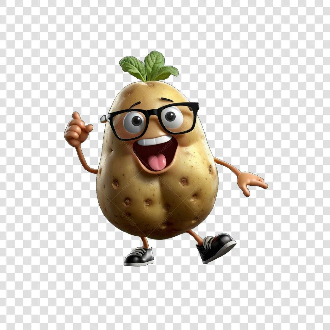 Personagem Ilustrado Batata Nerd Óculos PNG Fundo Transparente