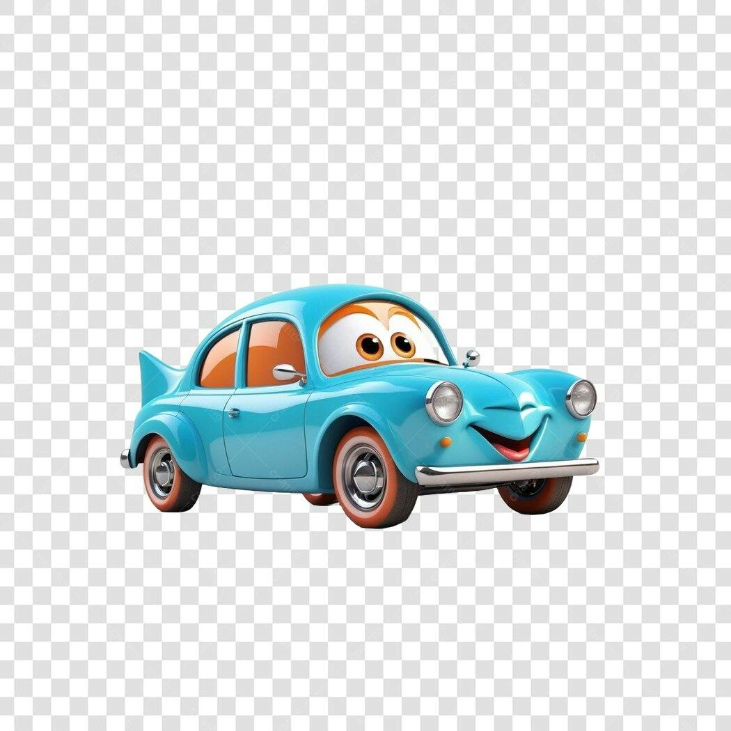 Personagem Ilustrado Carro Azul Desenho Animado PNG Fundo Transparente