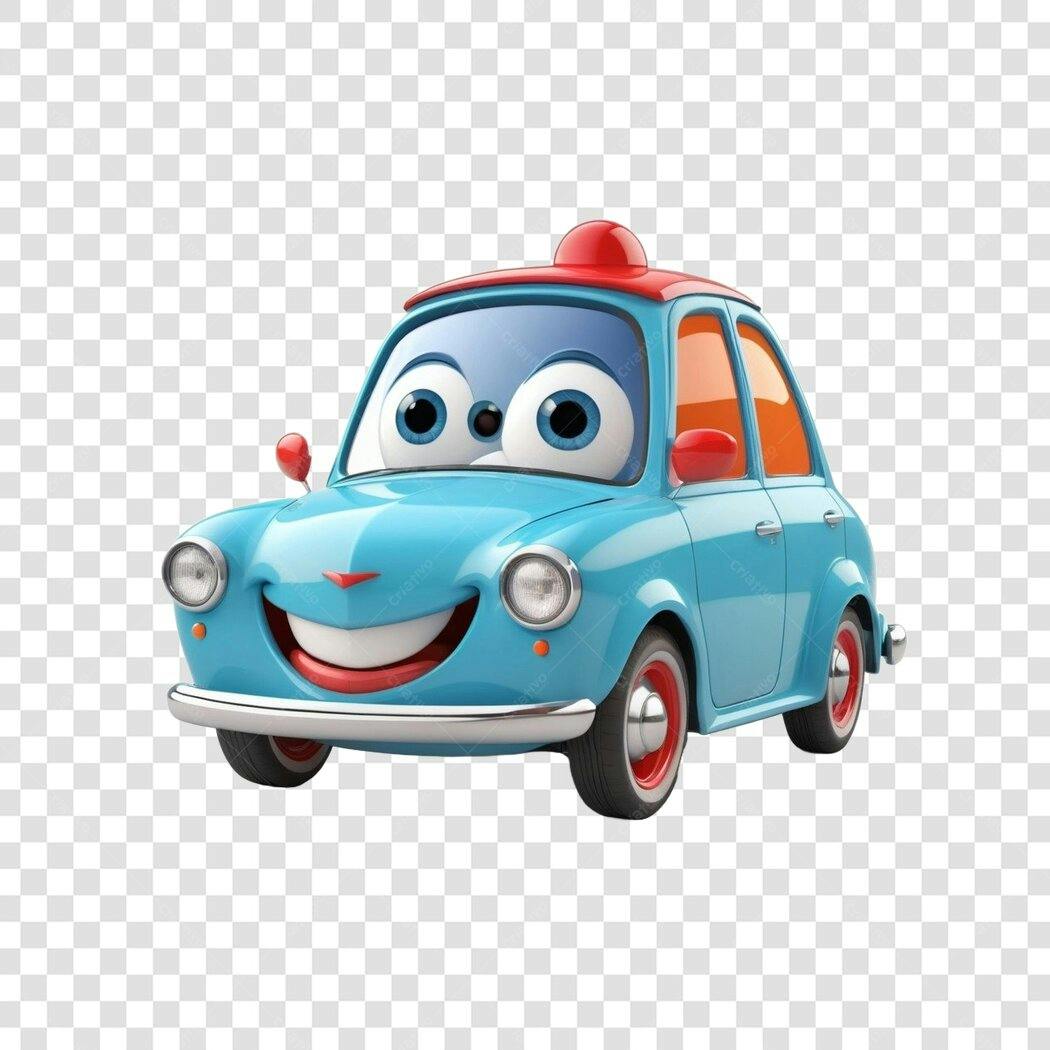 Personagem Ilustrado Carro Azul Desenho Animado PNG Fundo Transparente