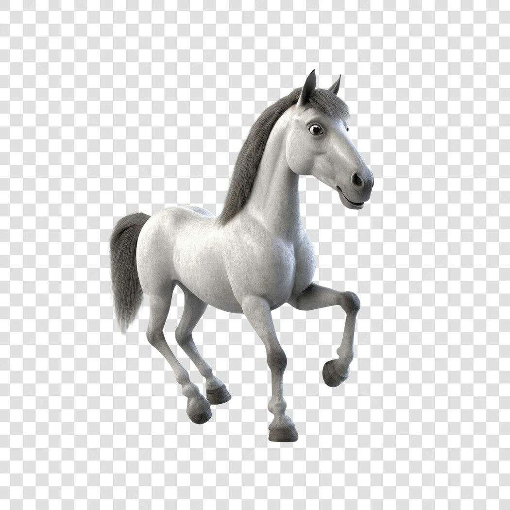 Personagem Ilustrado Cavalo Branco Caricatura PNG Fundo Transparente