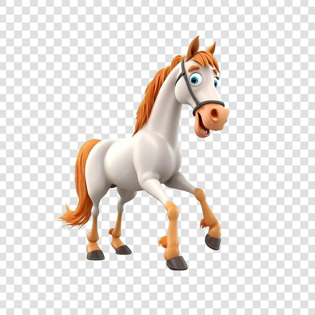 Personagem Ilustrado Cavalo Branco Desenho Animado PNG Fundo Transparente
