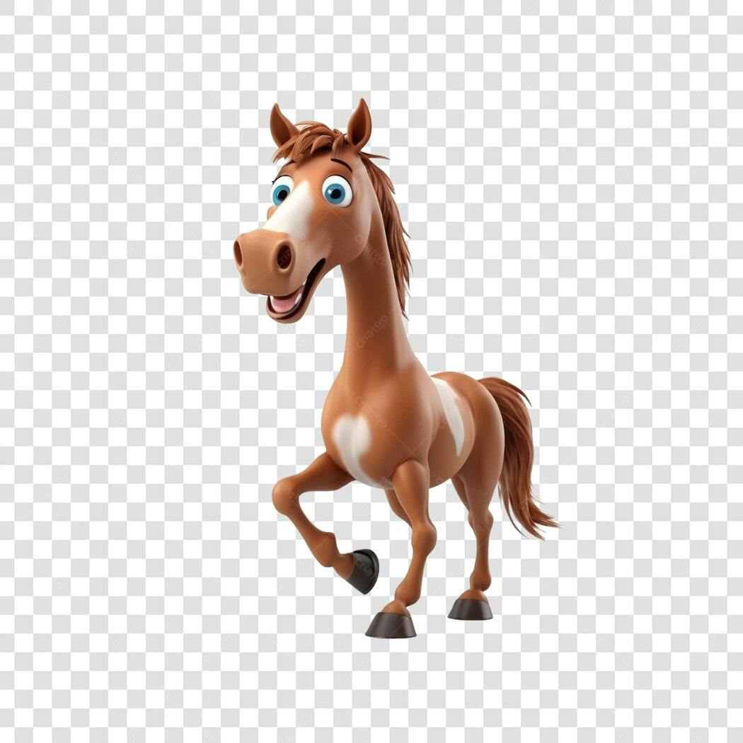 Personagem Ilustrado Cavalo Marrom Desenho Animado PNG Fundo Transparente