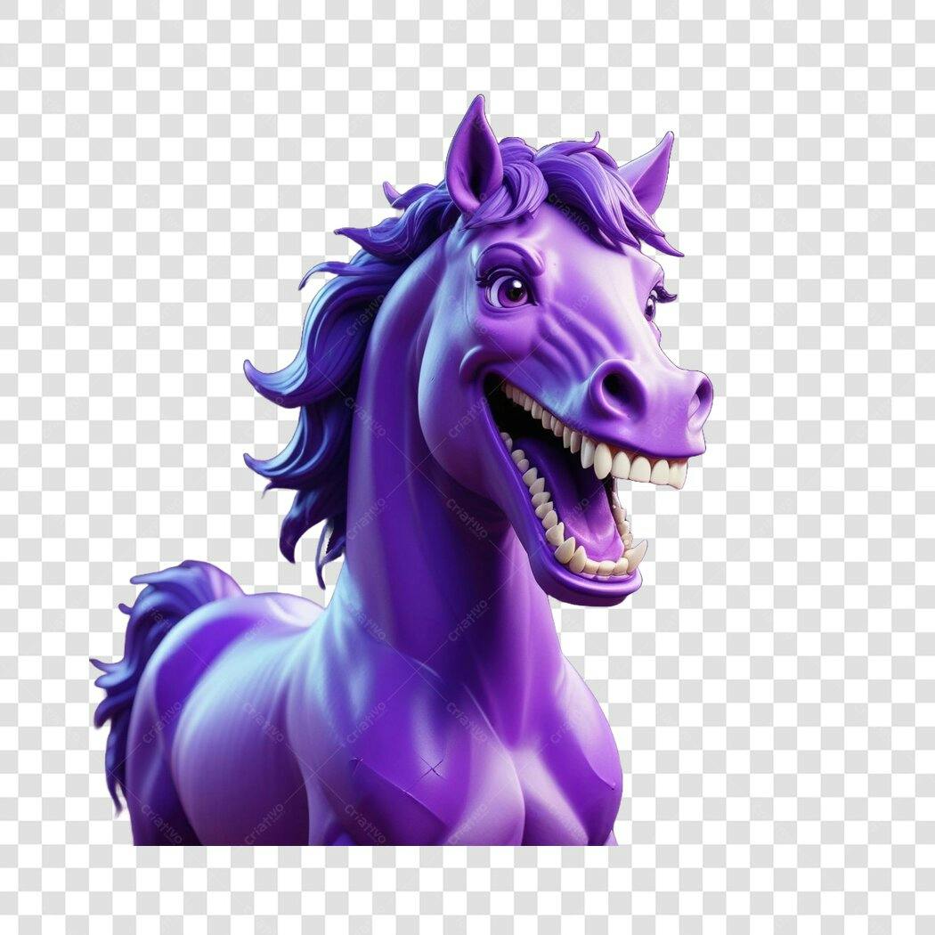 Personagem Ilustrado Cavalo Roxo Engraçado PNG Fundo Transparente
