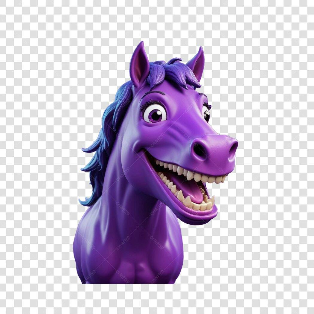 Personagem Ilustrado Cavalo Roxo Engraçado PNG Fundo Transparente