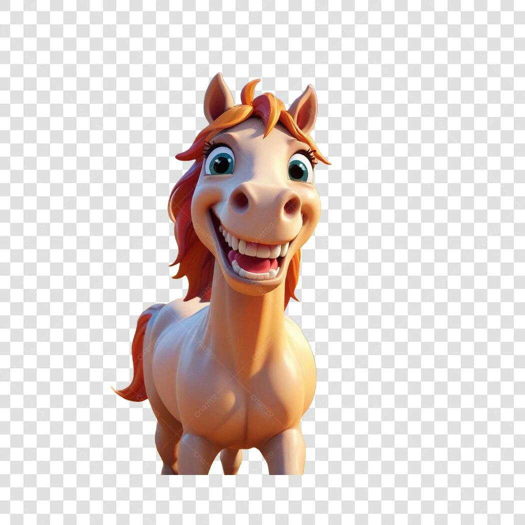 Personagem Ilustrado Cavalo Sorrindo Fundo Transparente PNG