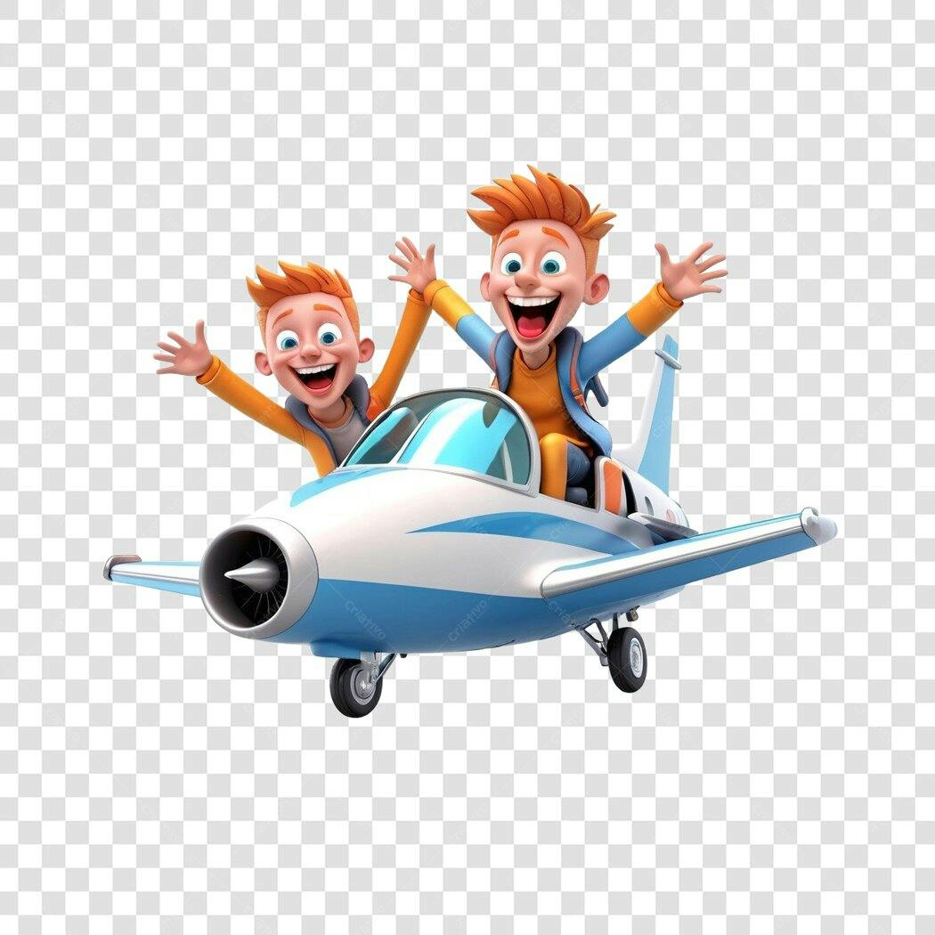 Personagem Ilustrado Crianças Avião Brinquedo PNG Fundo Transparente