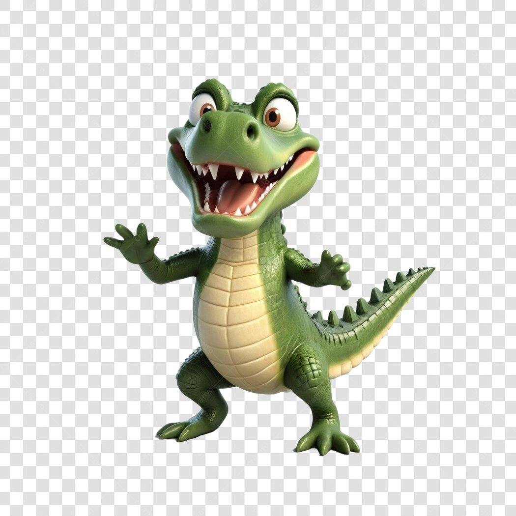 Personagem Ilustrado Crocodilo Verde Fundo Transparente PNG