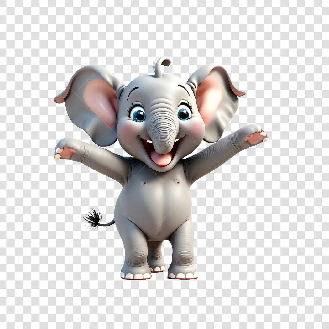 Personagem Ilustrado Elefante Bebê Fofo Acenando PNG Fundo Transparente