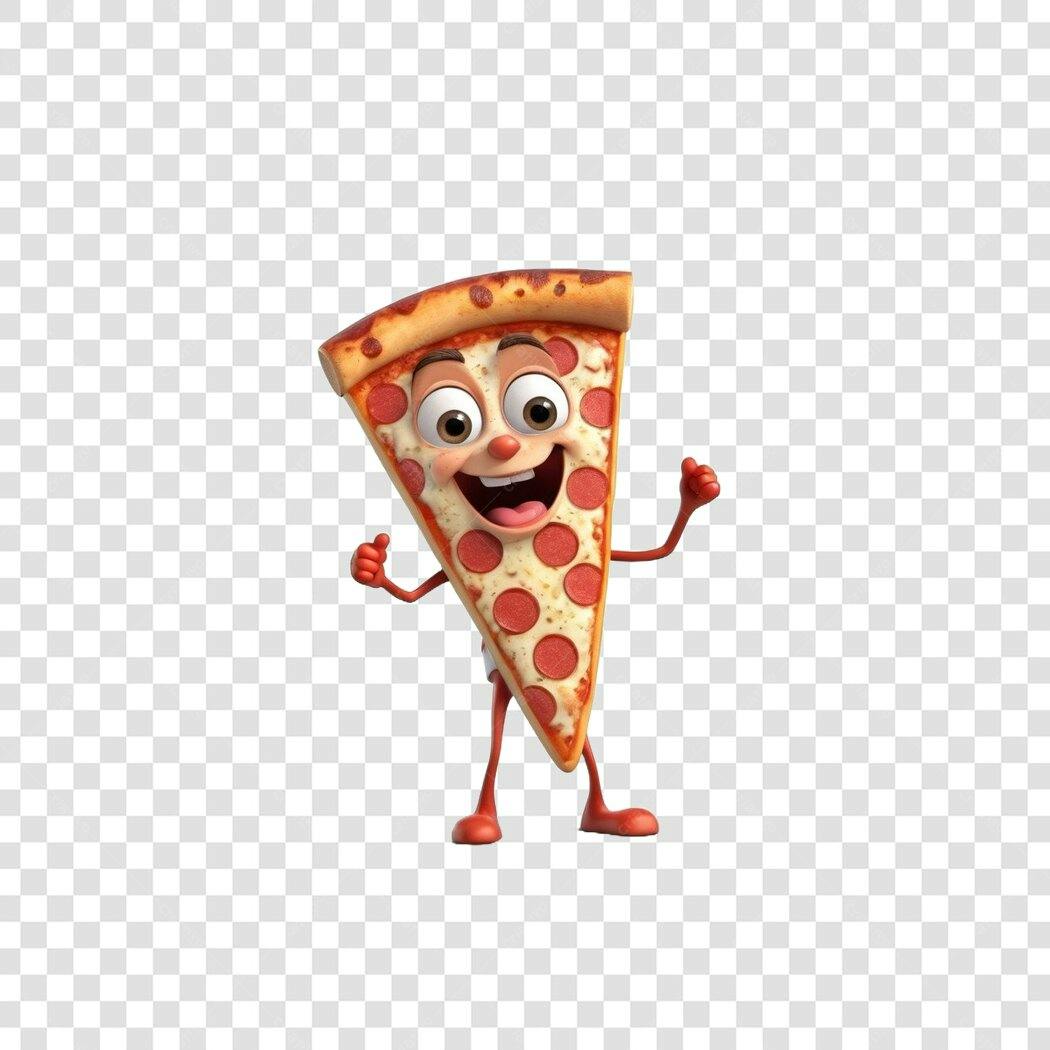 Personagem Ilustrado Fatia Pizza Feliz PNG Fundo Transparente