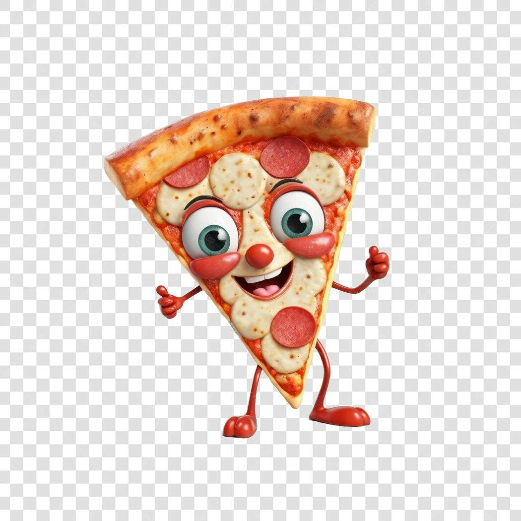Personagem Ilustrado Fatia Pizza Sorrindo PNG Fundo Transparente