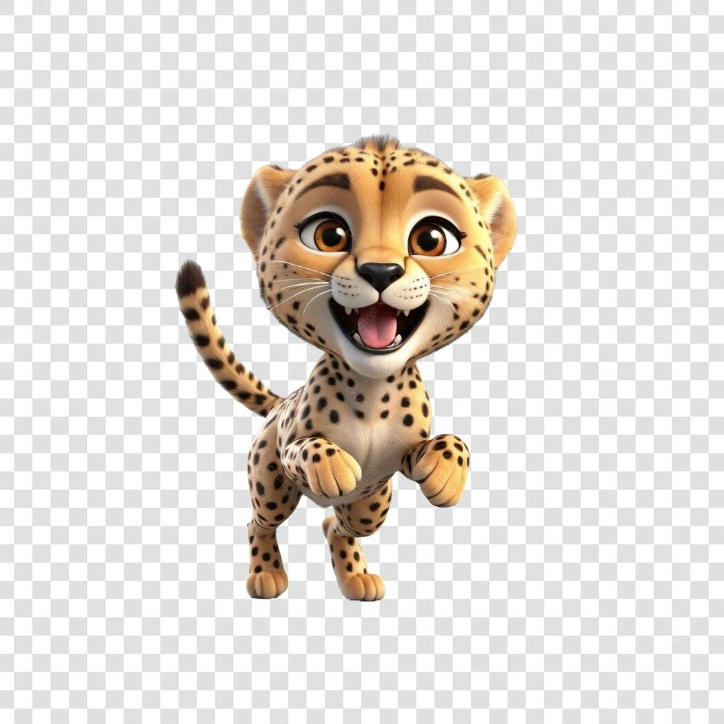 Personagem Ilustrado Filhote de Guepardo Fofo PNG Fundo Transparente