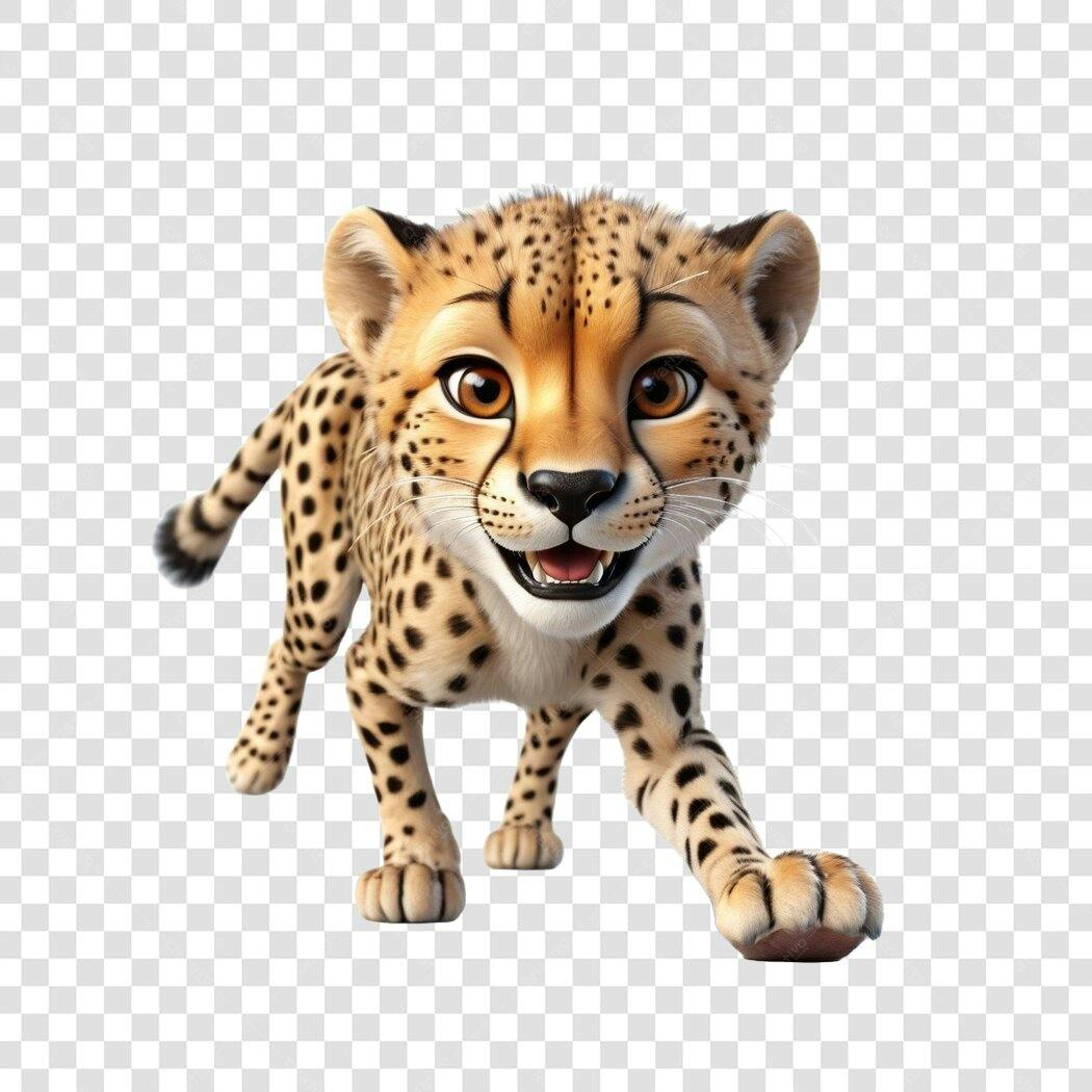 Personagem Ilustrado Filhote Guepardo Fofo PNG Fundo Transparente