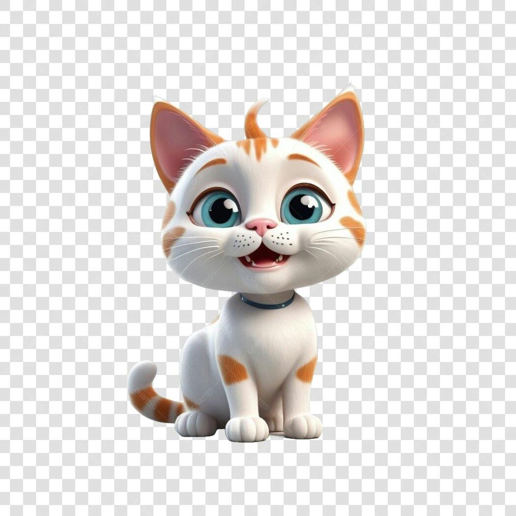 Personagem Ilustrado Gato Fofo Desenho Animado PNG Fundo Transparente