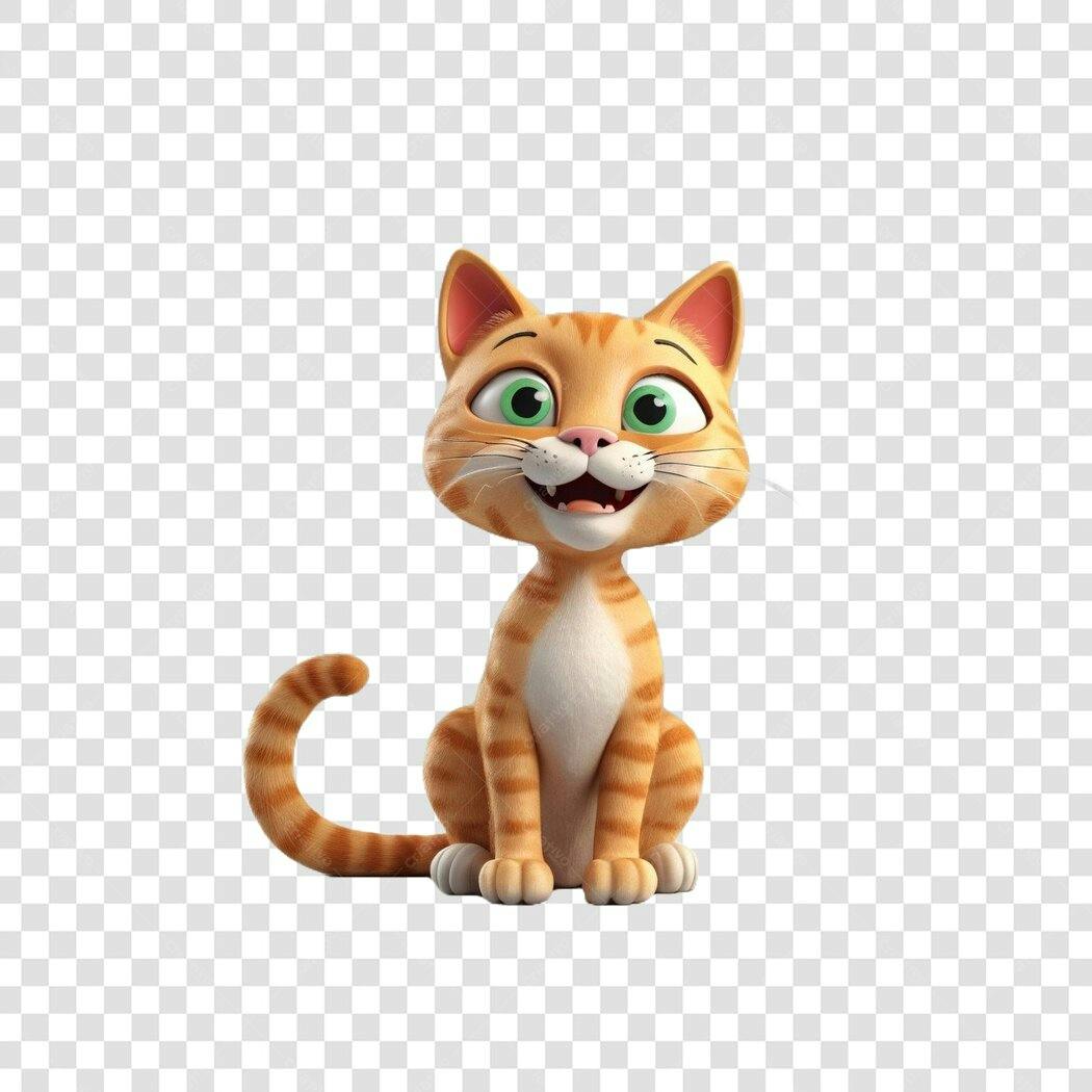 Personagem Ilustrado Gato Laranja Animado PNG Fundo Transparente