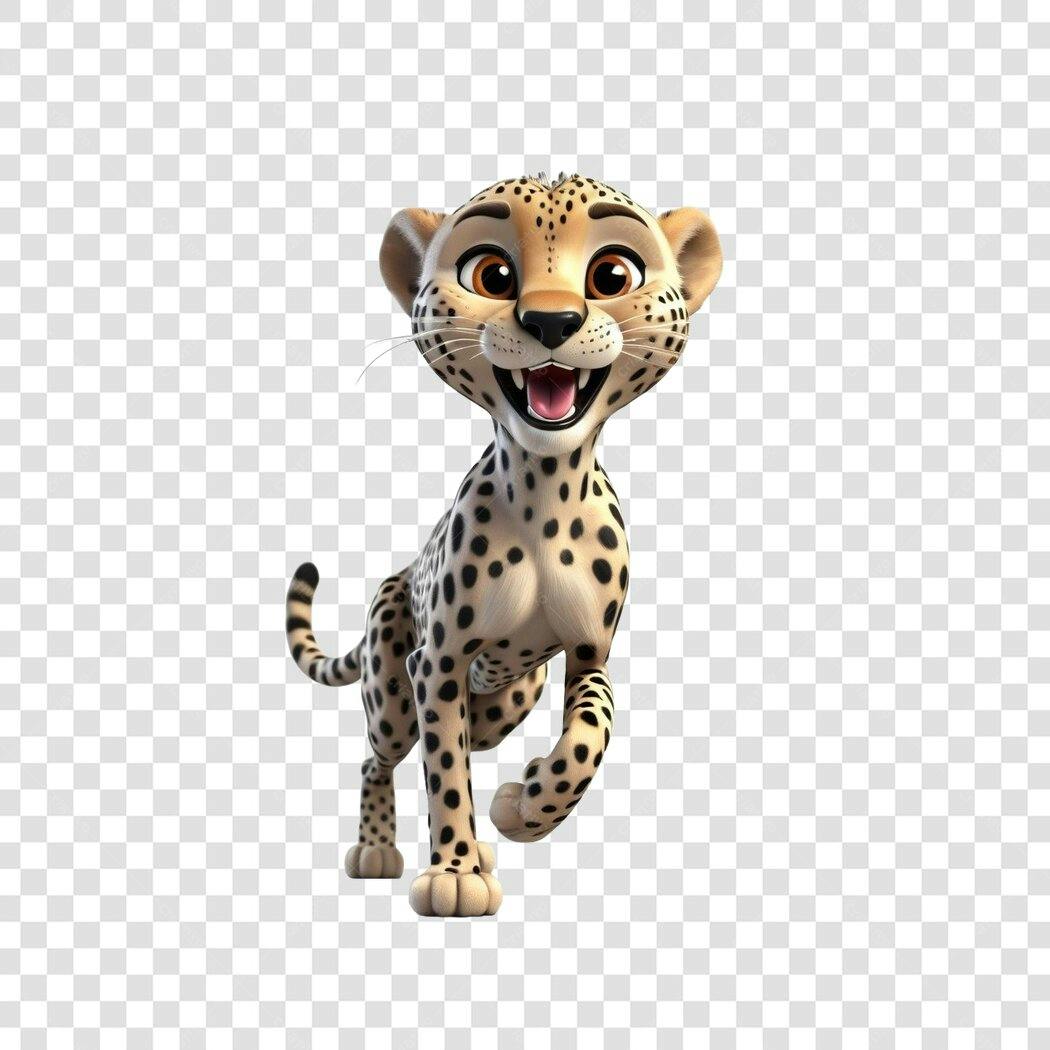 Personagem Ilustrado Guepardo Correndo PNG Fundo Transparente