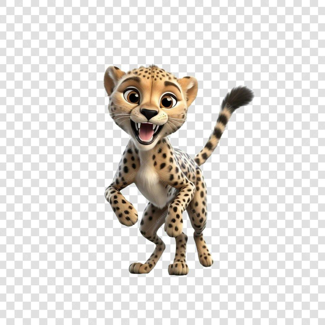 Personagem Ilustrado Guepardo Filhote Animado PNG Fundo Transparente
