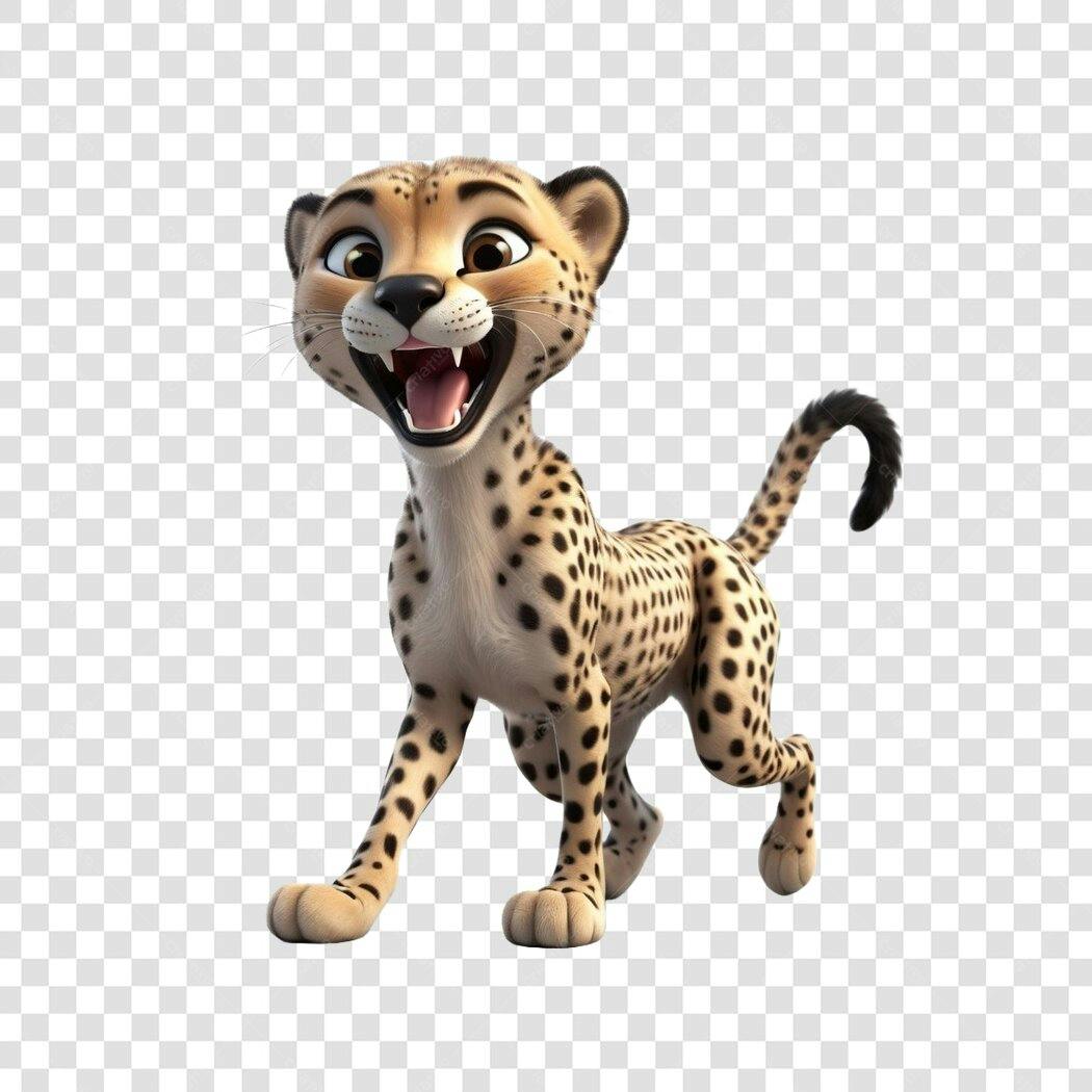 Personagem Ilustrado Guepardo Filhote Feliz PNG Fundo Transparente
