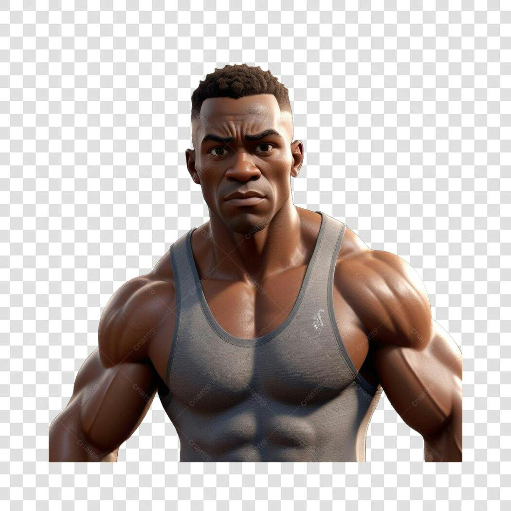 Personagem Ilustrado Homem Musculoso Fitness PNG Fundo Transparente