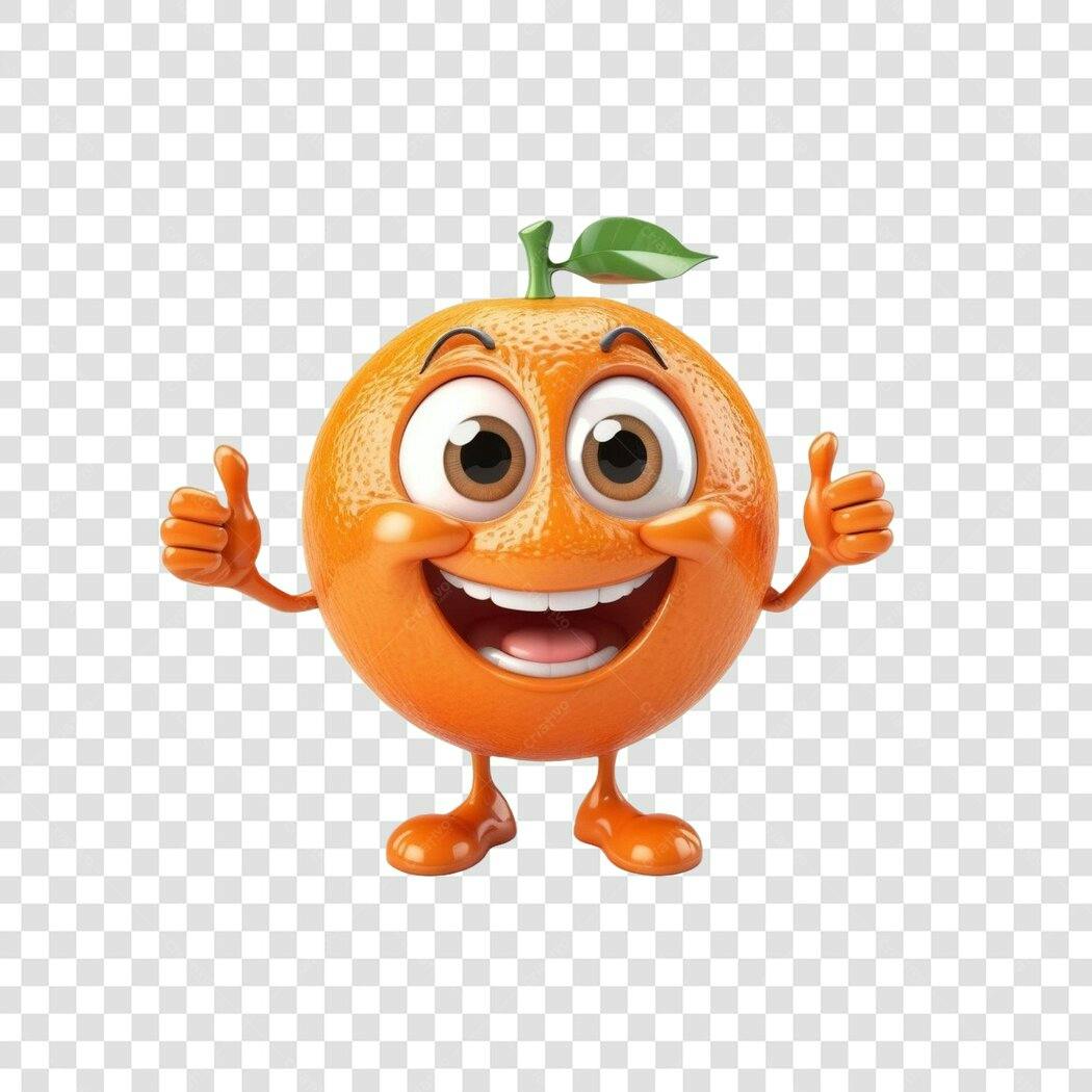 Personagem Ilustrado Laranja Sorrindo Polegar Para Cima 3D PNG Fundo Transparente