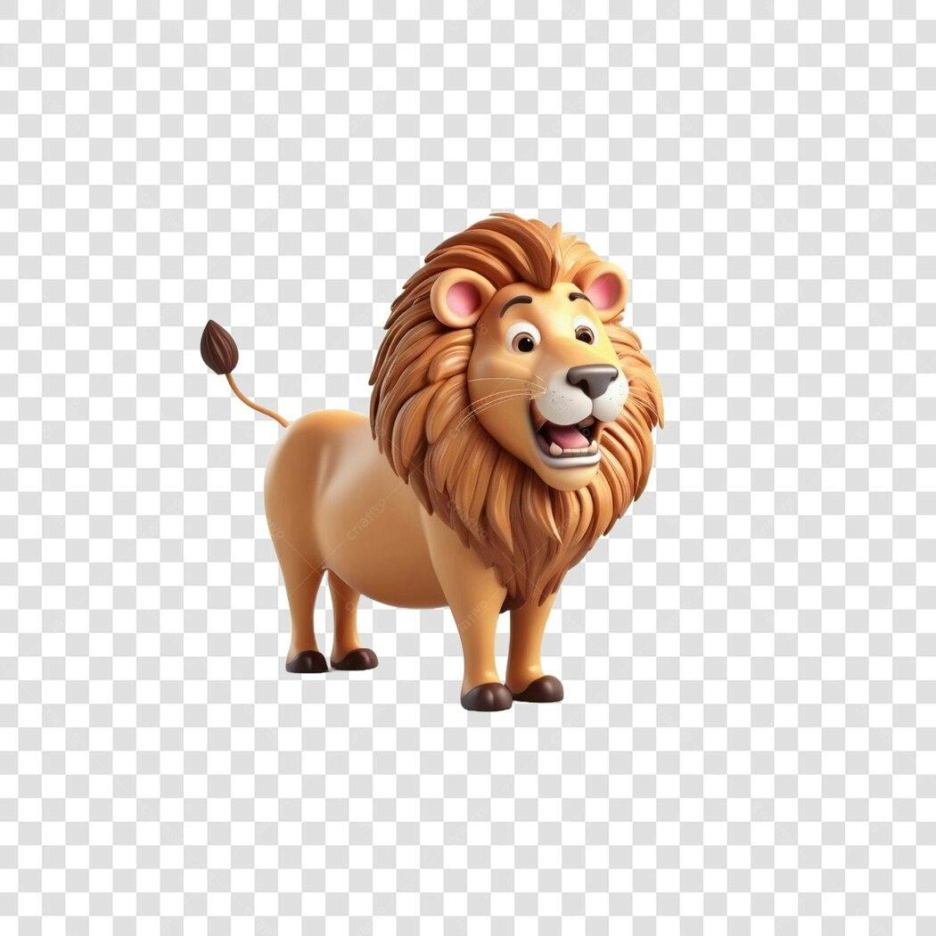 Personagem Ilustrado Leão Desenho Animado 3D PNG Fundo Transparente