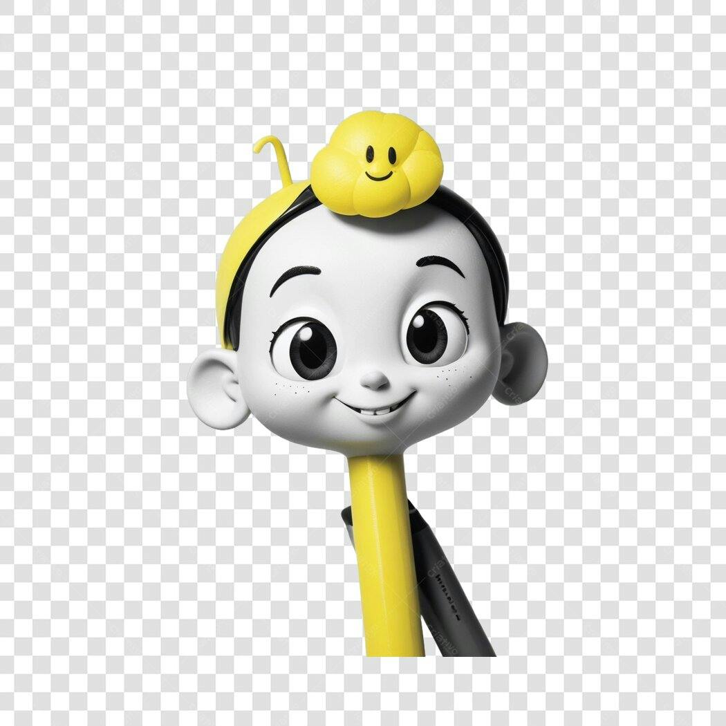 Personagem Ilustrado Menina Feliz Amarelo Cinza PNG Fundo Transparente