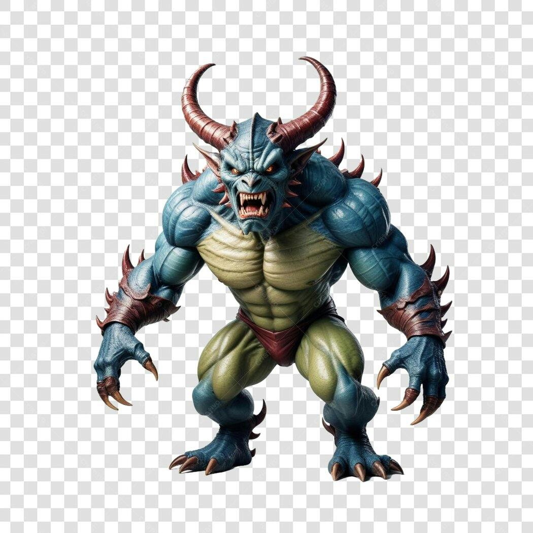 Personagem Ilustrado Monstro Demônio Chifres PNG Fundo Transparente