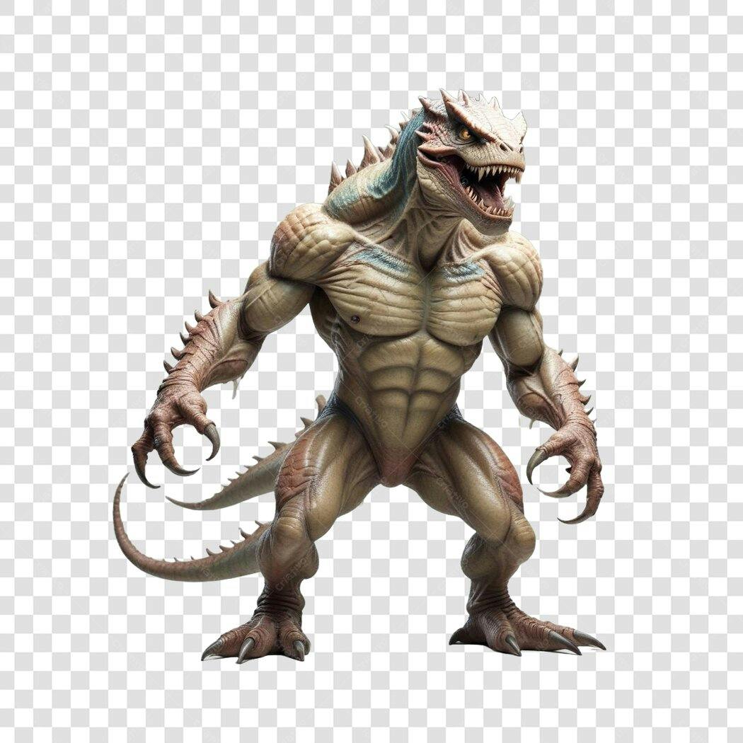 Personagem Ilustrado Monstro Lagarto Fantasia PNG Fundo Transparente