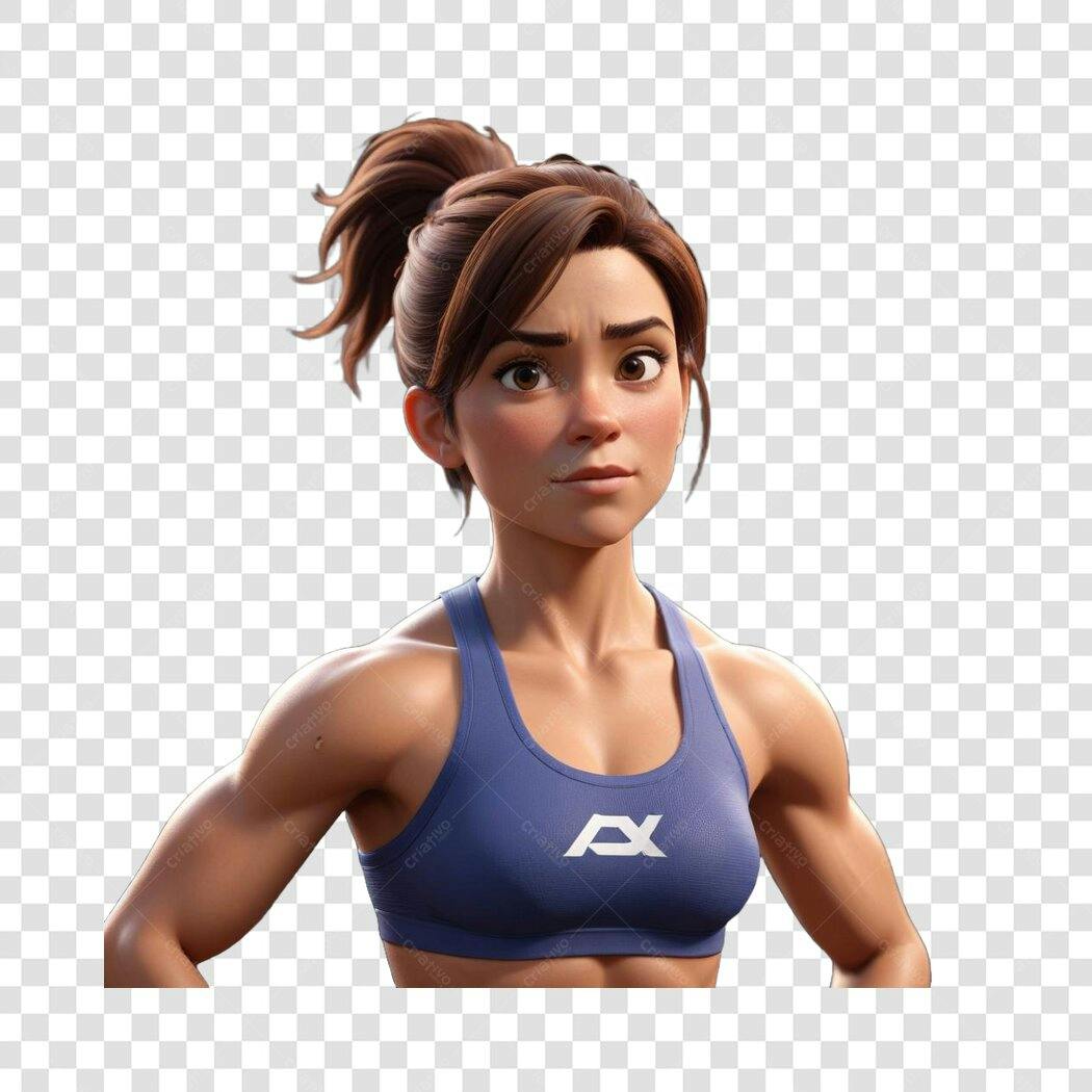 Personagem Ilustrado Mulher Fitness Academia PNG Fundo Transparente