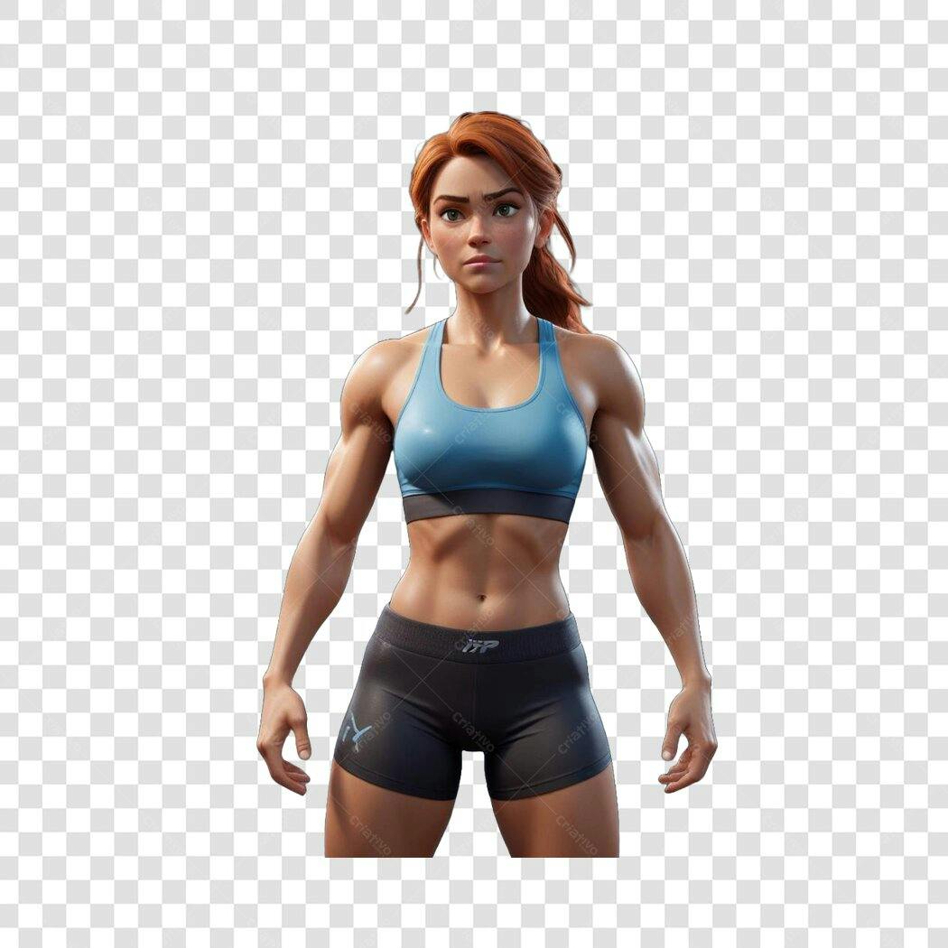 Personagem Ilustrado Mulher Fitness Academia PNG Fundo Transparente