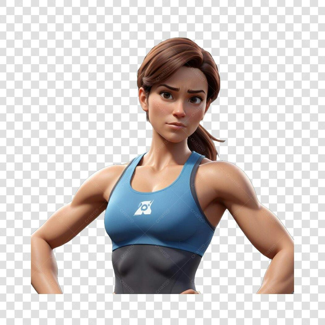 Personagem Ilustrado Mulher Fitness Academia PNG Fundo Transparente
