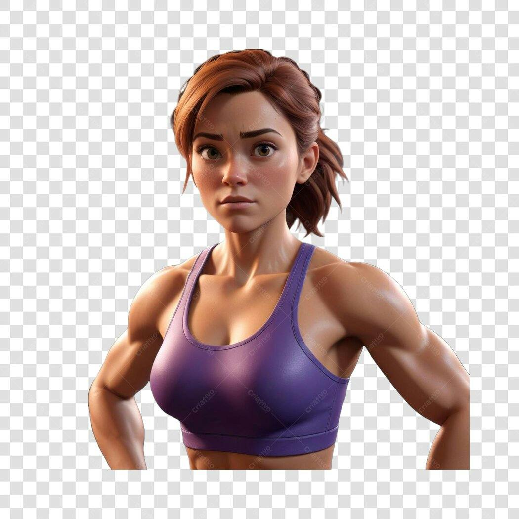Personagem Ilustrado Mulher Fitness Academia PNG Fundo Transparente