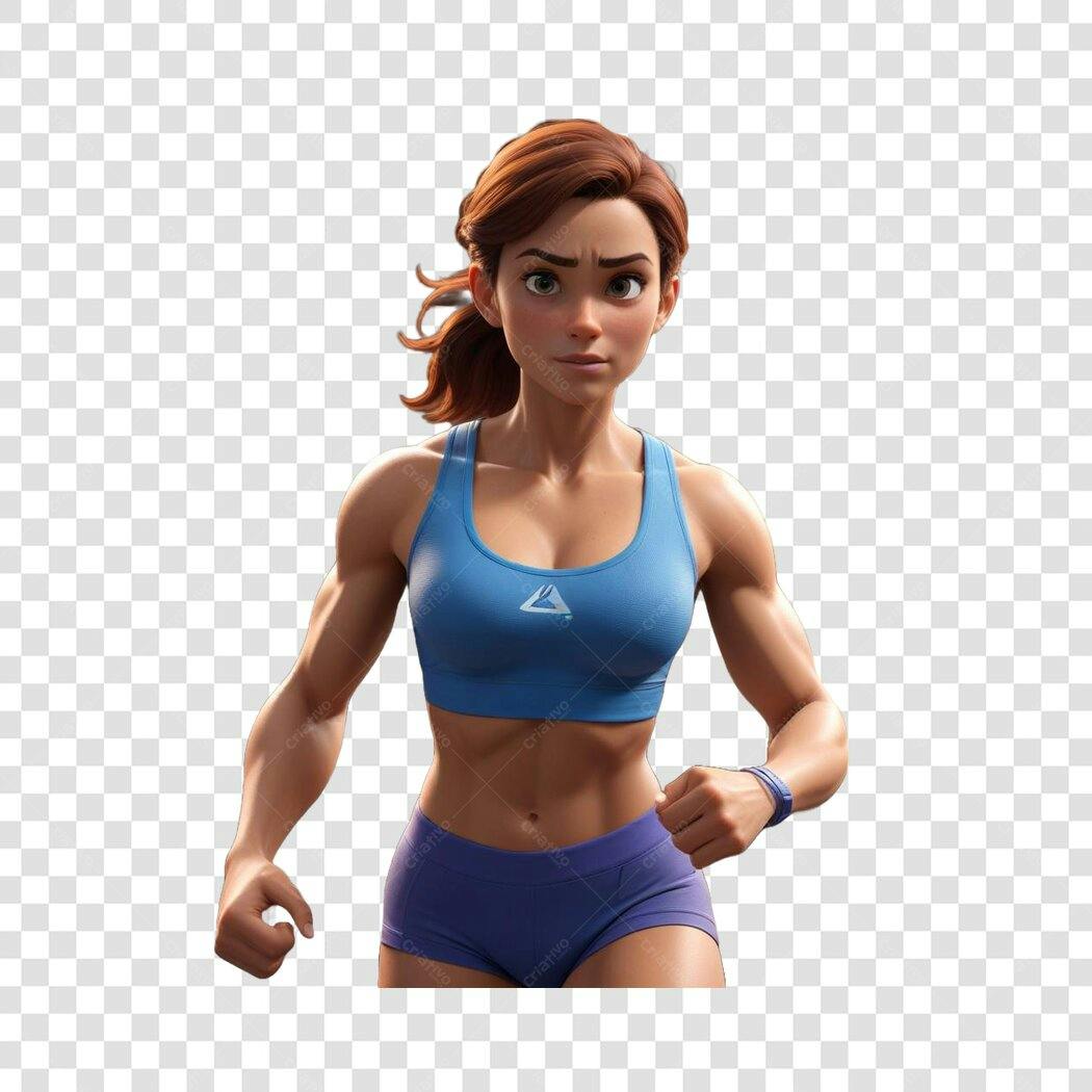 Personagem Ilustrado Mulher Fitness Correndo PNG Fundo Transparente