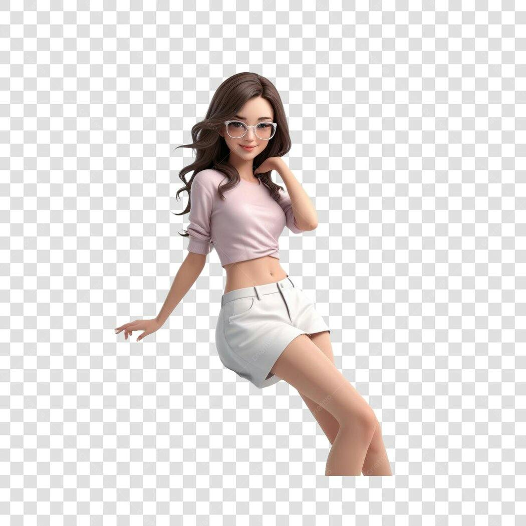 Personagem Ilustrado Mulher Jovem Óculos PNG Fundo Transparente