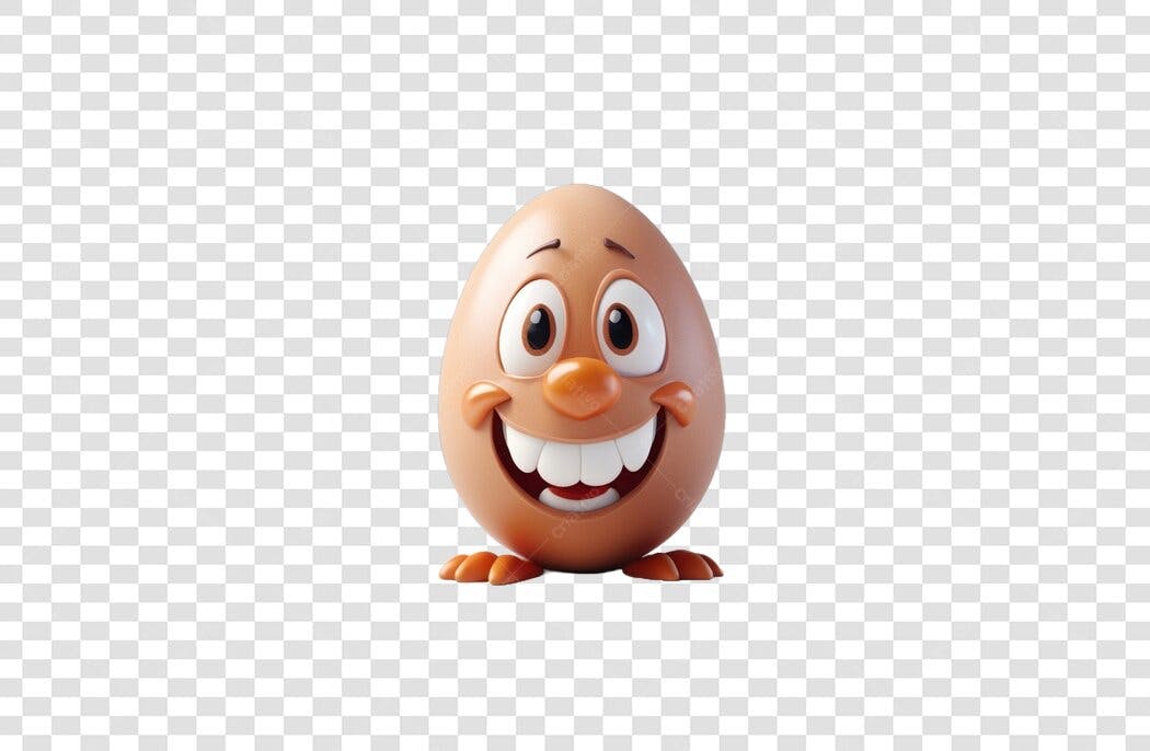 Personagem Ilustrado Ovo Sorrindo Feliz PNG Fundo Transparente