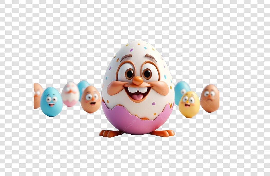 Personagem Ilustrado Ovos de Páscoa Abril PNG Fundo Transparente