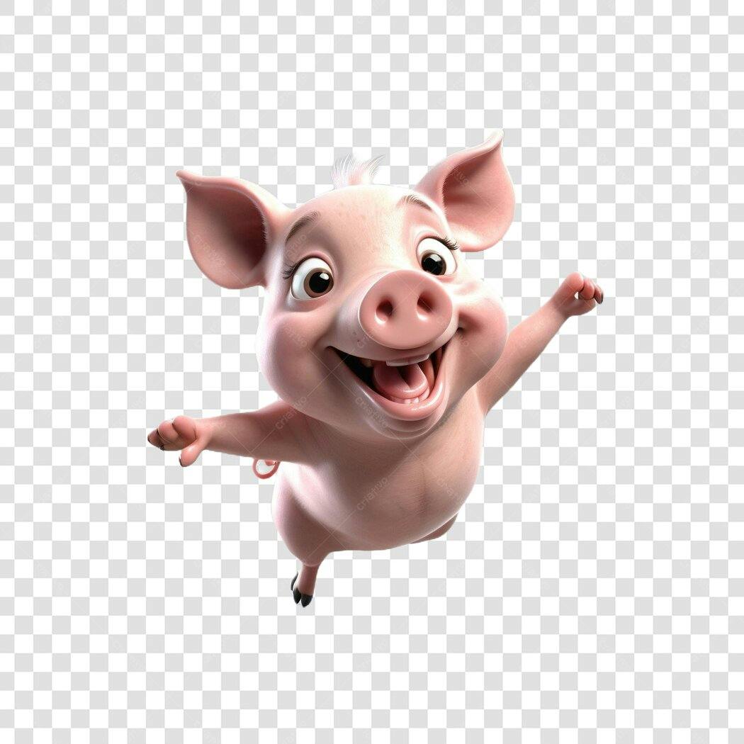 Personagem Ilustrado Porco Feliz Fundo Transparente PNG
